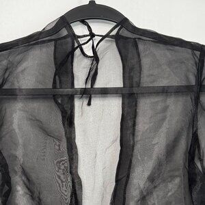 Sheer Organza Tie-Back Blouse